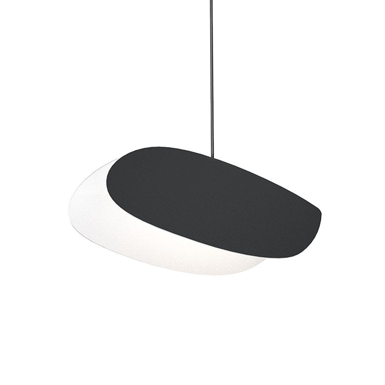 SONNEMAN Papillons 1-Light LED Satin Black Metal Shade Oval Single Pendant Light
