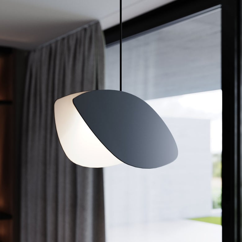 SONNEMAN Papillons 1-Light LED Satin Black Metal Shade Standard Single Pendant Light