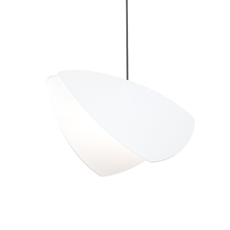 SONNEMAN Papillons 1-Light LED Satin White Metal Shade Large Single Pendant Light