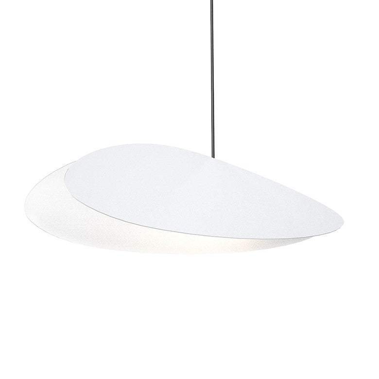 SONNEMAN Papillons 1-Light LED Satin White Metal Shade Long Oval Single Pendant Light