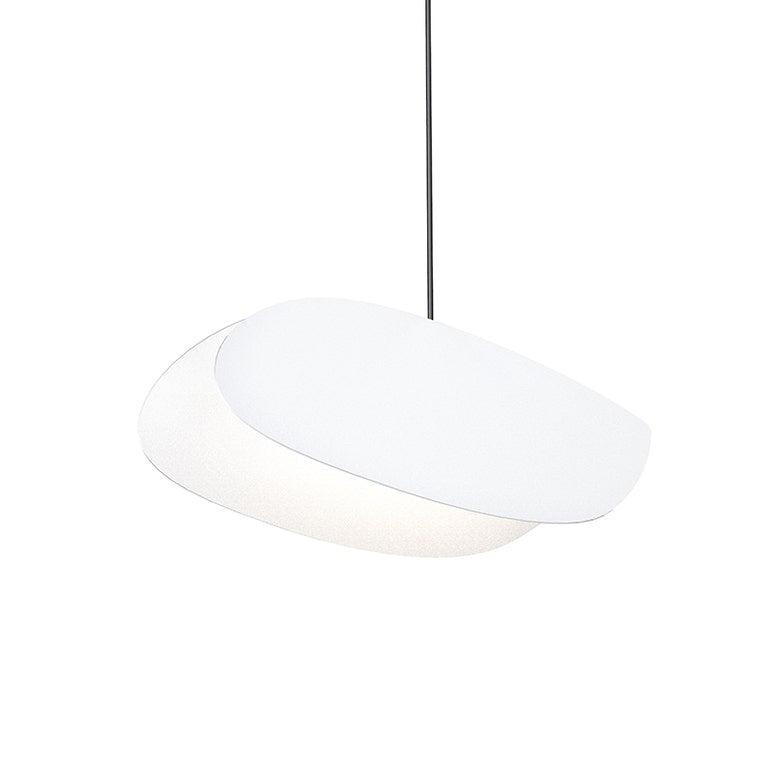 SONNEMAN Papillons 1-Light LED Satin White Metal Shade Oval Single Pendant Light