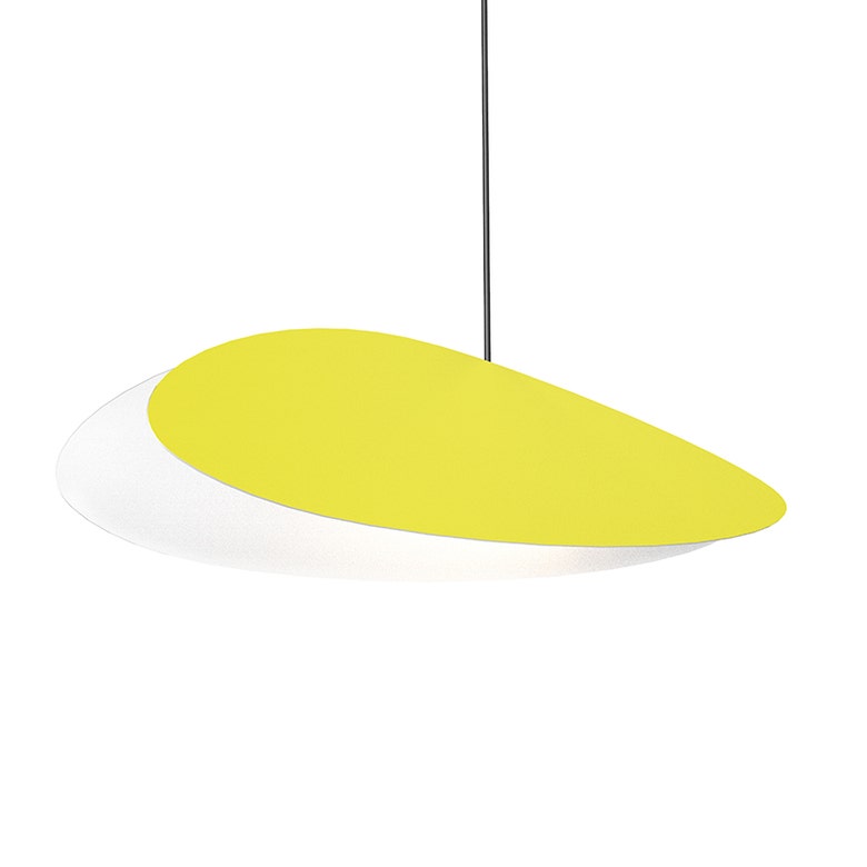 SONNEMAN Papillons 1-Light LED Satin Yellow Metal Shade Long Oval Single Pendant Light