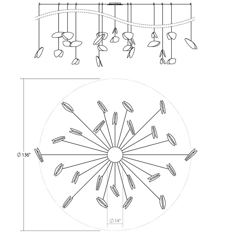 SONNEMAN Papillons 24-Light LED Swag Chandelier With Satin White Shade Finish