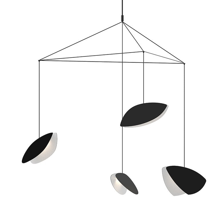 SONNEMAN Papillons 4-Light LED Large Chandelier With Satin Black Shade Finish