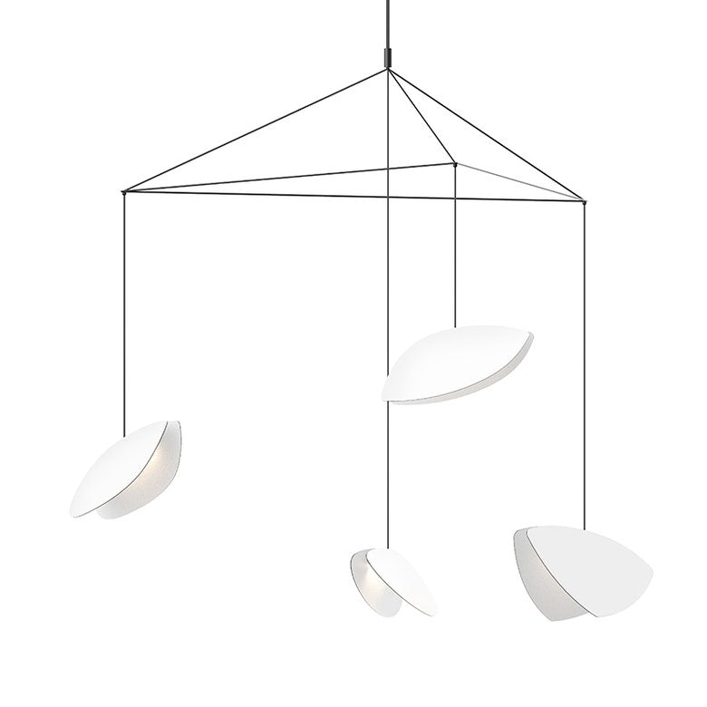 SONNEMAN Papillons 4-Light LED Large Chandelier With Satin White Shade Finish