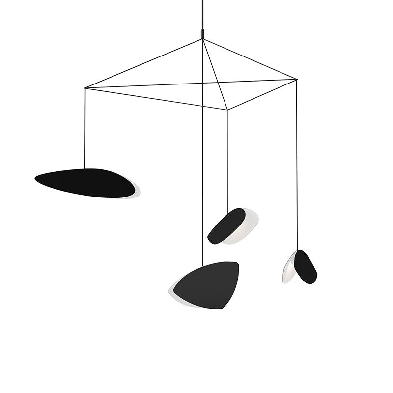 SONNEMAN Papillons 4-Light LED Standard Chandelier With Satin Black Shade Finish