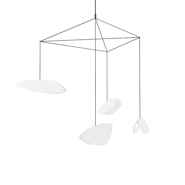 SONNEMAN Papillons 4-Light LED Standard Chandelier With Satin White Shade Finish