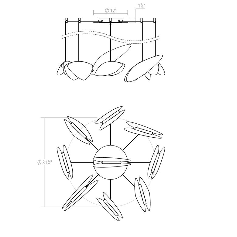 SONNEMAN Papillons 9-Light LED Swag Chandelier With Satin White Shade Finish