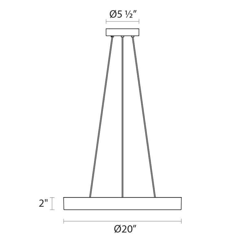 SONNEMAN Pi 20" LED 3000K Bright Satin Aluminum Round Pendant Light With 6' Cord Length