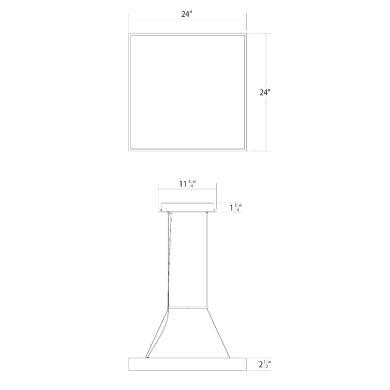 SONNEMAN Pi 24" LED 3000K Satin White Square Pendant Light With 6' Cord Length