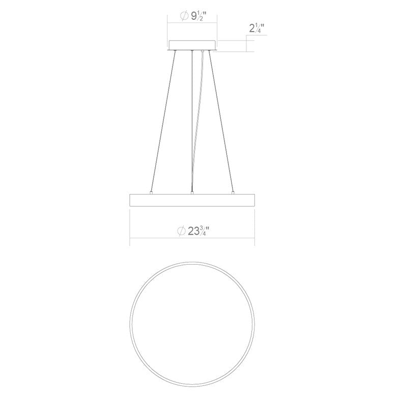 SONNEMAN Pi 24" LED 3500K Bright Satin Aluminum Round Pendant Light With 6' Cord Length