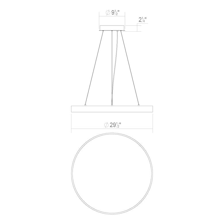 SONNEMAN Pi 30" LED 3000K Bright Satin Aluminum Round Pendant Light With 6' Cord Length