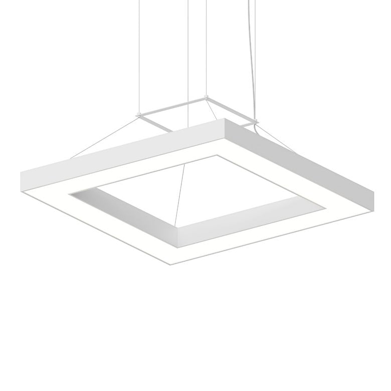 SONNEMAN Pi 30" LED 3000K Satin White Square Ring Pendant Light With 6' Cord Length
