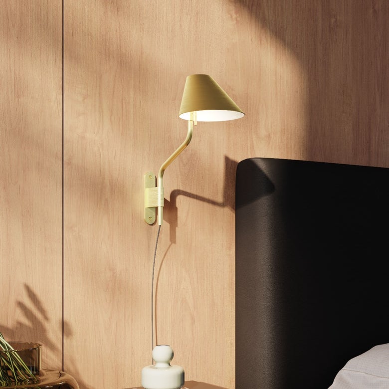 SONNEMAN Pitch 1-Light LED Standard Brass Metal Shade Wall Lamp