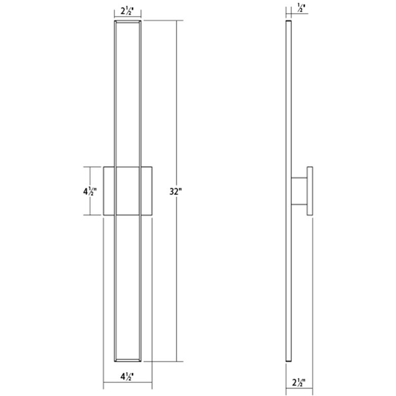 SONNEMAN Planes 32" 2-Light LED Bright Satin Aluminum Flat Panel Shade Double Sconce Lighting