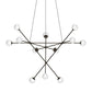 SONNEMAN Proton Alpha 12-Light LED Polished Black Nickel White Crushed Glass Shade Chandelier