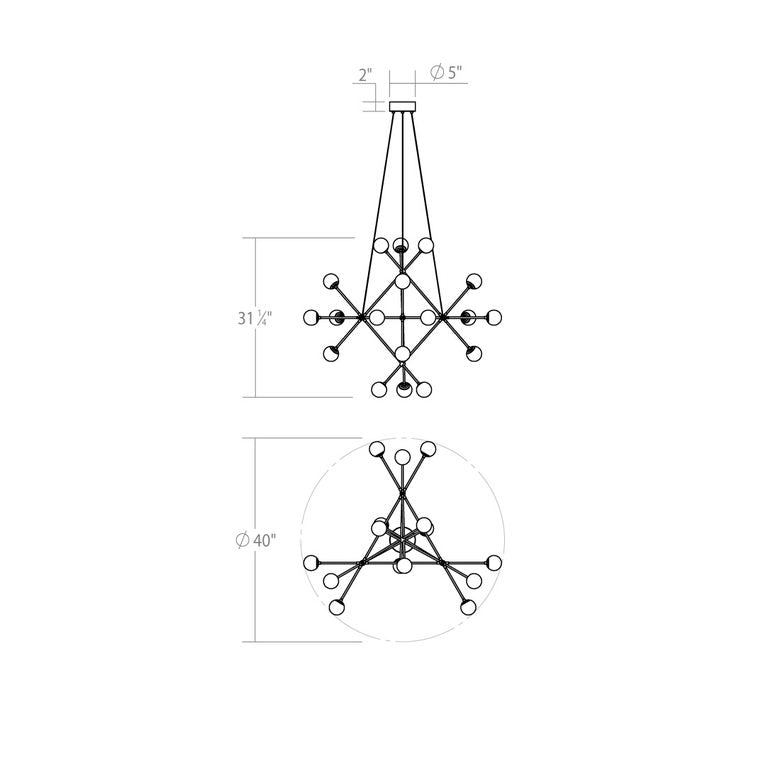 SONNEMAN Proton Beta 18-Light Polished Black Nickel Smoked Glass Shade Chandelier
