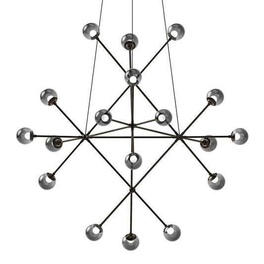 SONNEMAN Proton Beta 18-Light Polished Black Nickel Smoked Glass Shade Chandelier