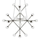 SONNEMAN Proton Beta 18-Light Polished Black Nickel White Crushed Glass Chandelier