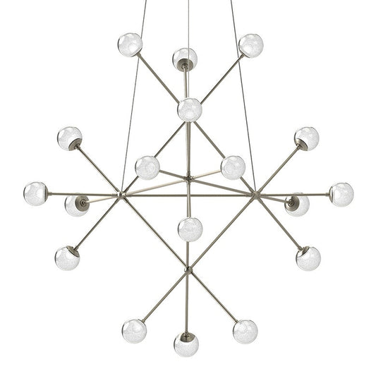 SONNEMAN Proton Beta 18-Light Satin Nickel White Crushed Glass Chandelier