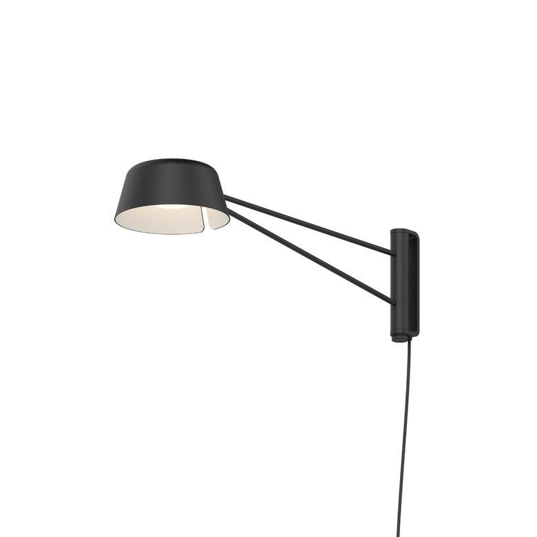 SONNEMAN Ray 1-Light LED Short Satin Black Aluminum Shade Wall Lamp