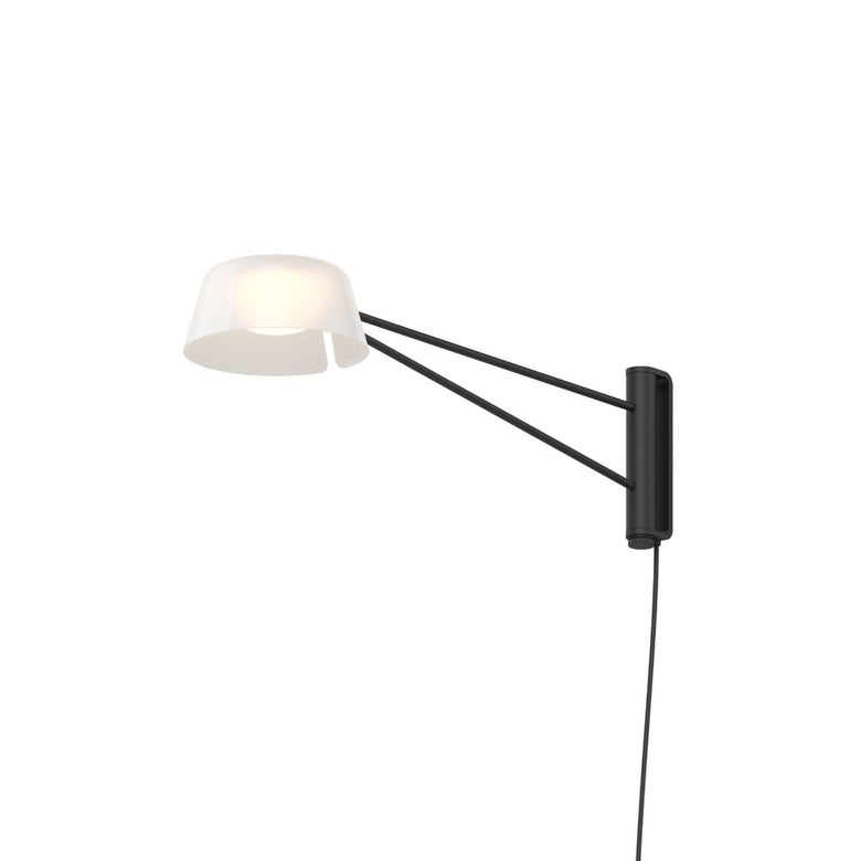 SONNEMAN Ray 1-Light LED Short Satin Black Opal White Acrylic Shade Wall Lamp