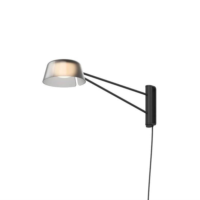 SONNEMAN Ray 1-Light LED Short Satin Black Smoked Etched Acrylic Shade Wall Lamp