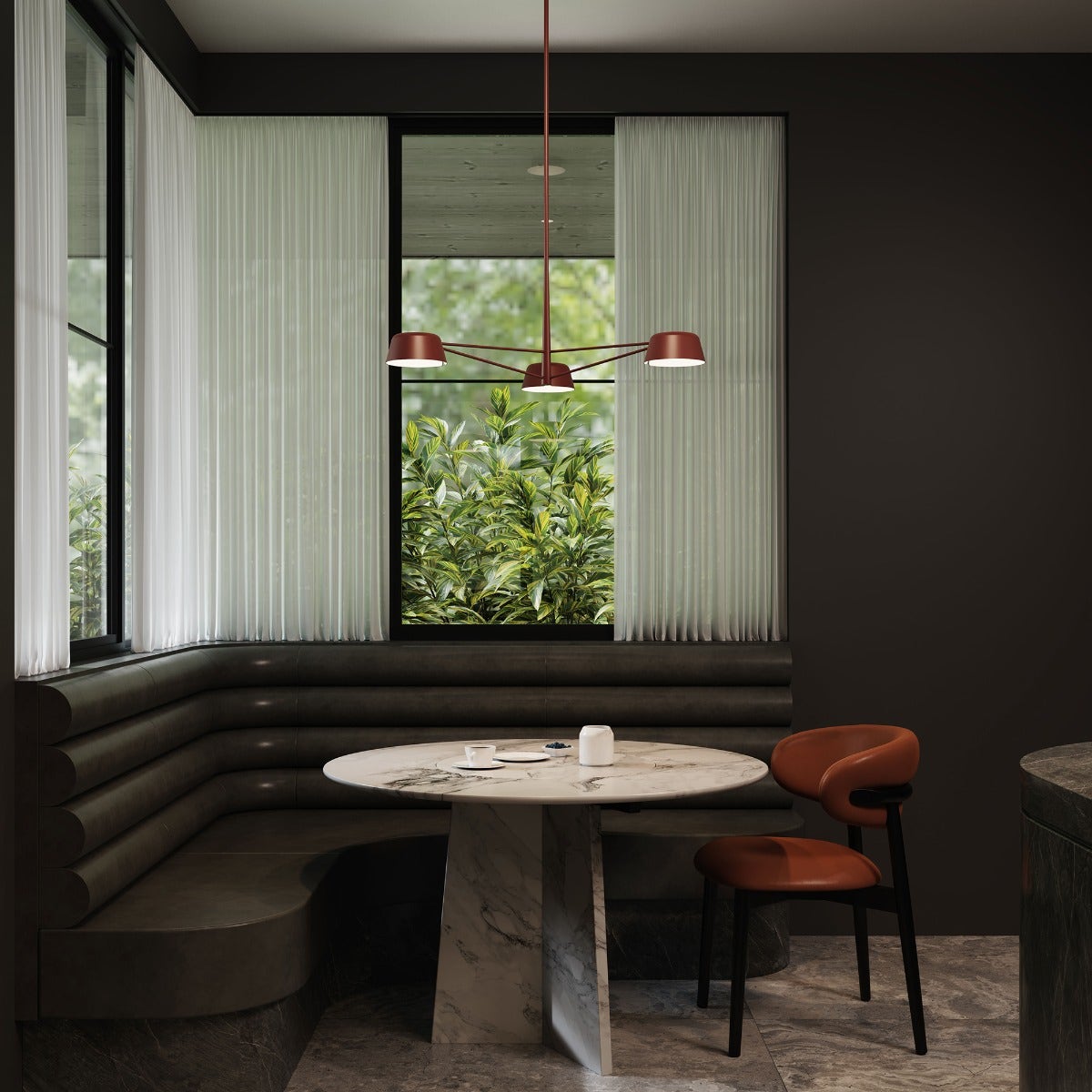 SONNEMAN Ray 3-Light Oxide Red Round Chandelier