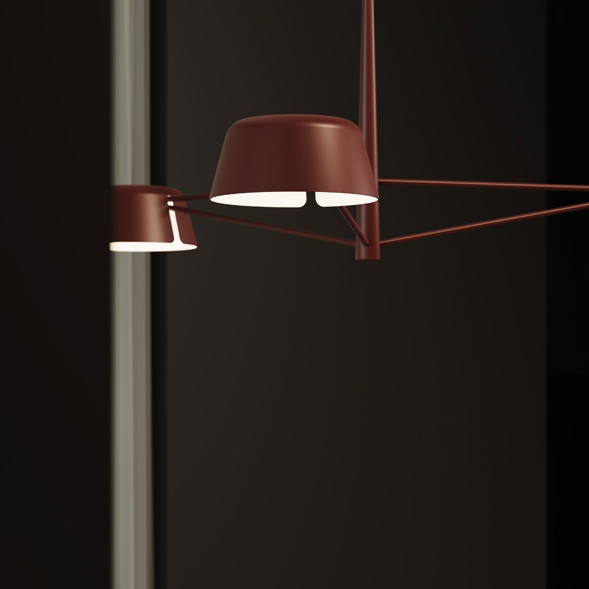SONNEMAN Ray 3-Light Oxide Red Round Chandelier