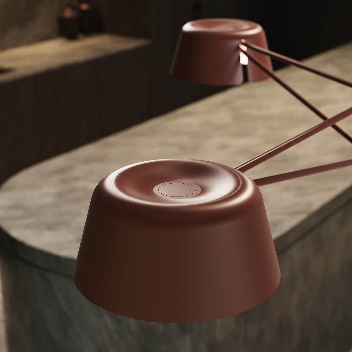 SONNEMAN Ray 3-Light Oxide Red Round Chandelier