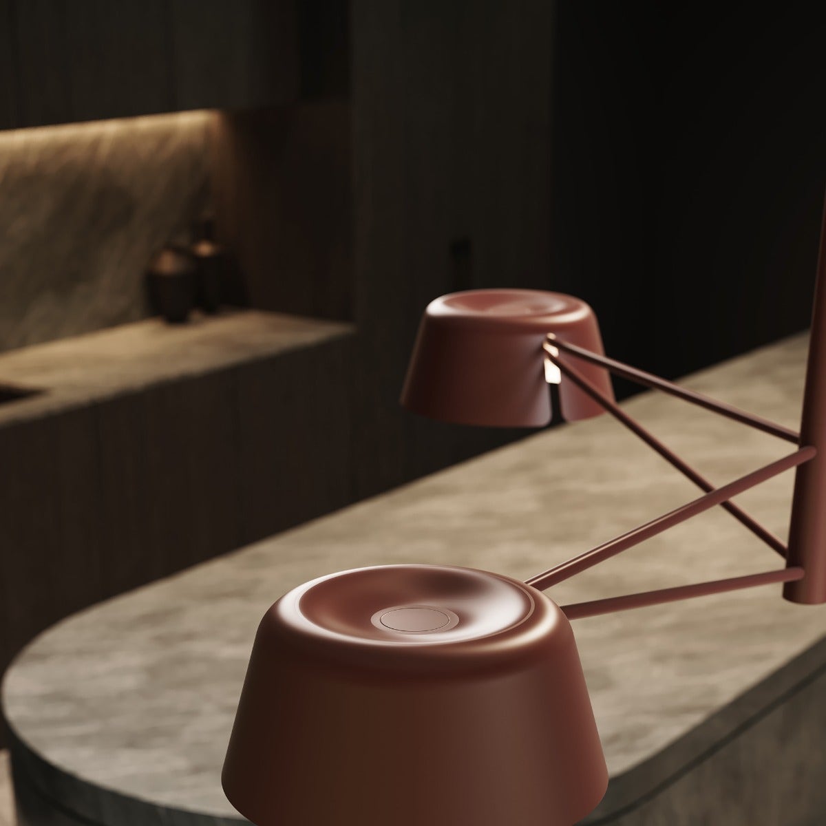 SONNEMAN Ray 3-Light Oxide Red Round Chandelier