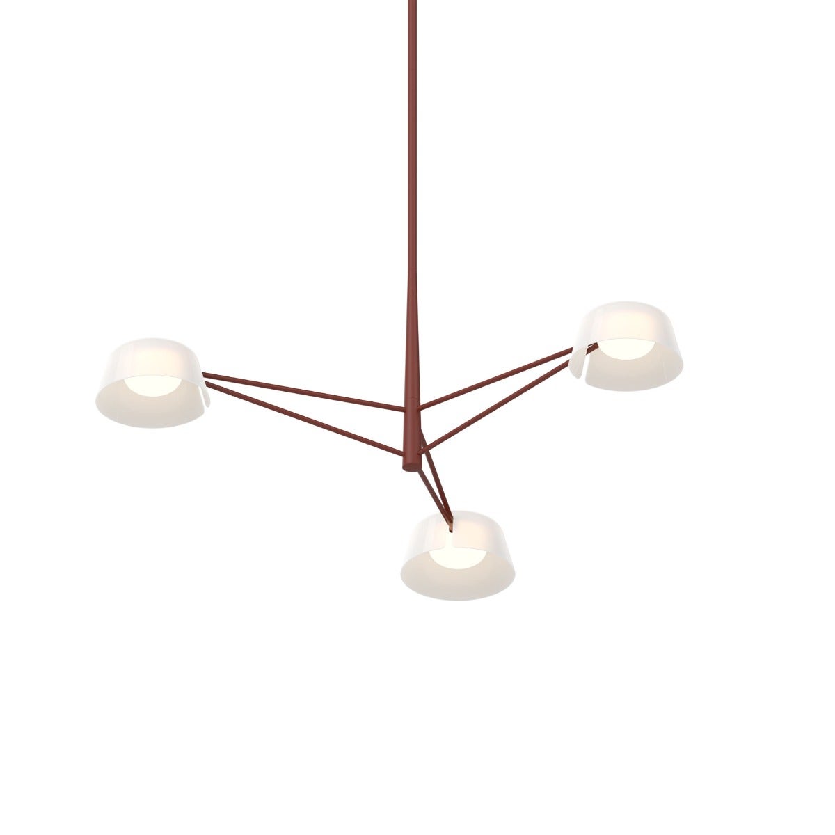SONNEMAN Ray 3-Light Oxide Red Round Chandelier With Opal White Acrylic Shade