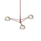 SONNEMAN Ray 3-Light Oxide Red Round Chandelier With Smoke Etched Acrylic Shade