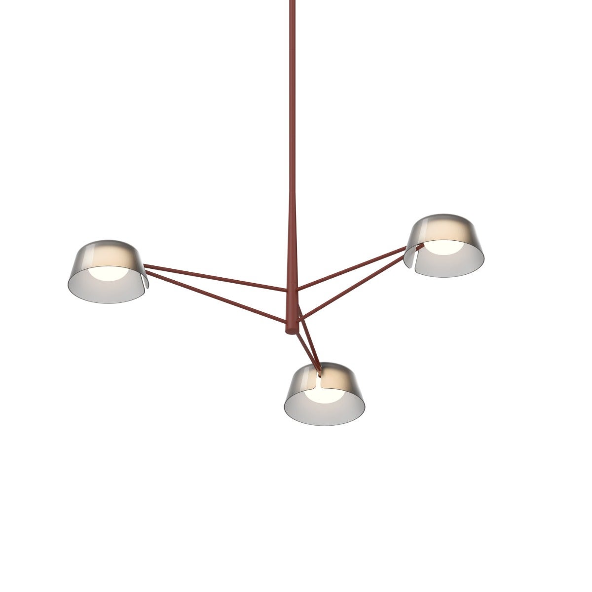 SONNEMAN Ray 3-Light Oxide Red Round Chandelier With Smoke Etched Acrylic Shade