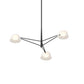 SONNEMAN Ray 3-Light Satin Black Round Chandelier With Opal White Acrylic Shade
