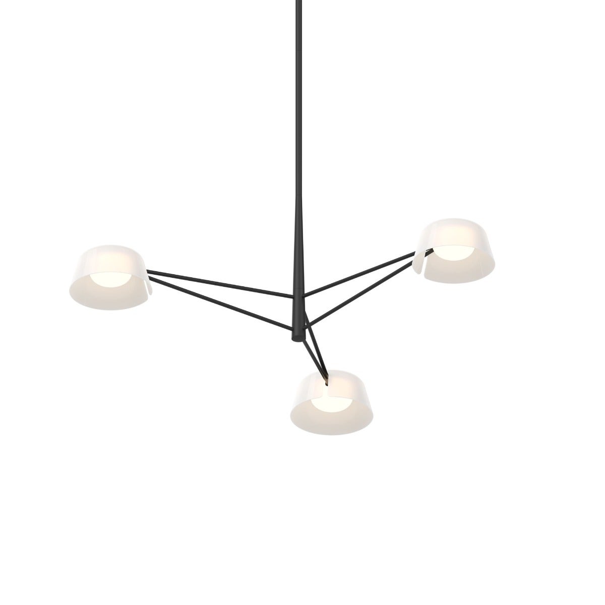 SONNEMAN Ray 3-Light Satin Black Round Chandelier With Opal White Acrylic Shade