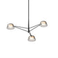 SONNEMAN Ray 3-Light Satin Black Round Chandelier With Smoked Etched Acrylic Shade