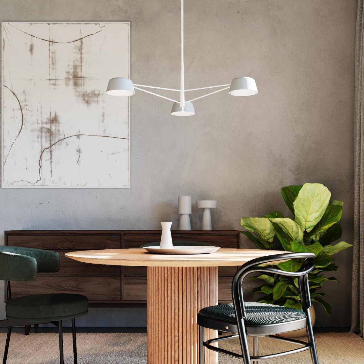 SONNEMAN Ray 3-Light Warm Gray Round Chandelier