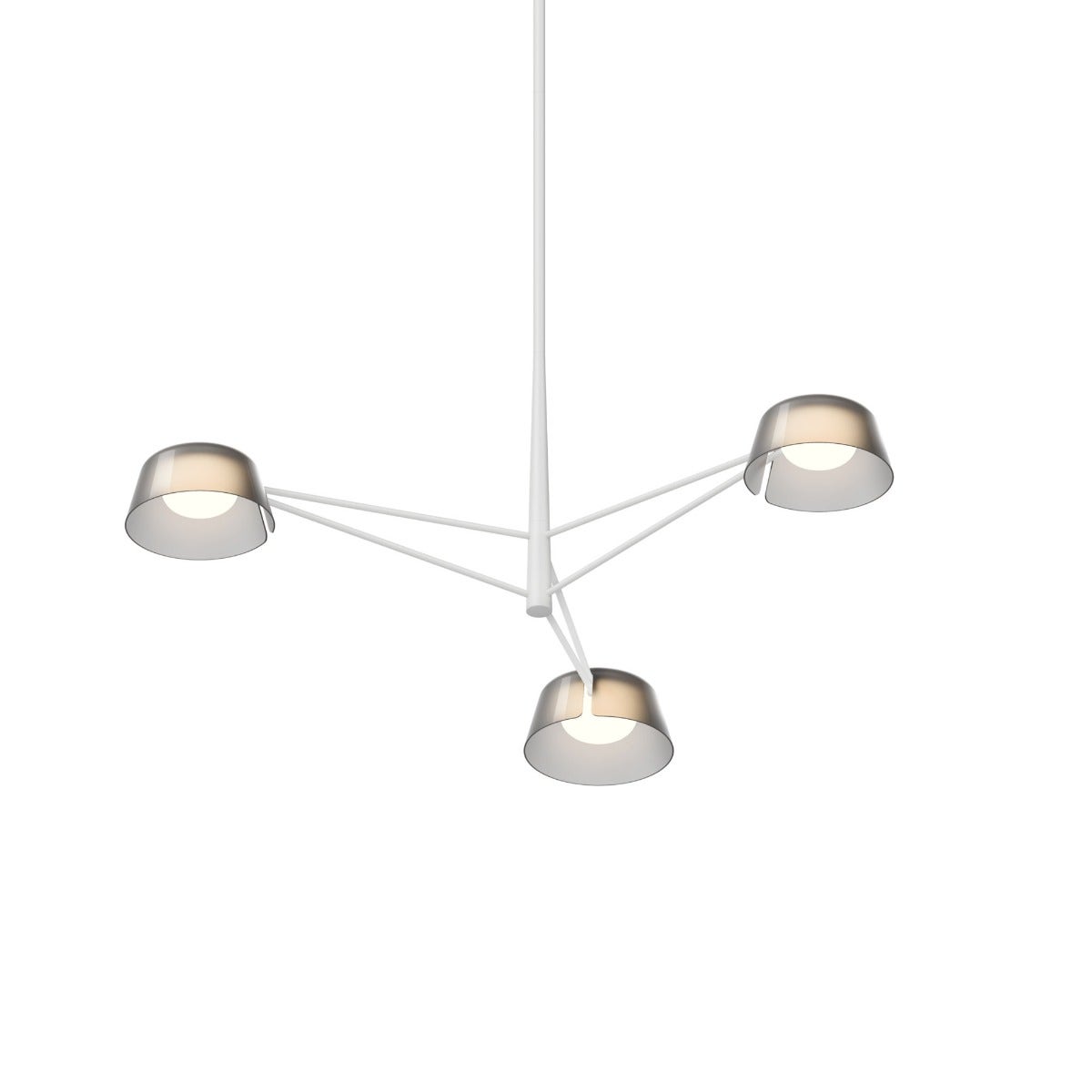 SONNEMAN Ray 3-Light Warm Gray Round Chandelier With Smoked Etched Acrylic Shade