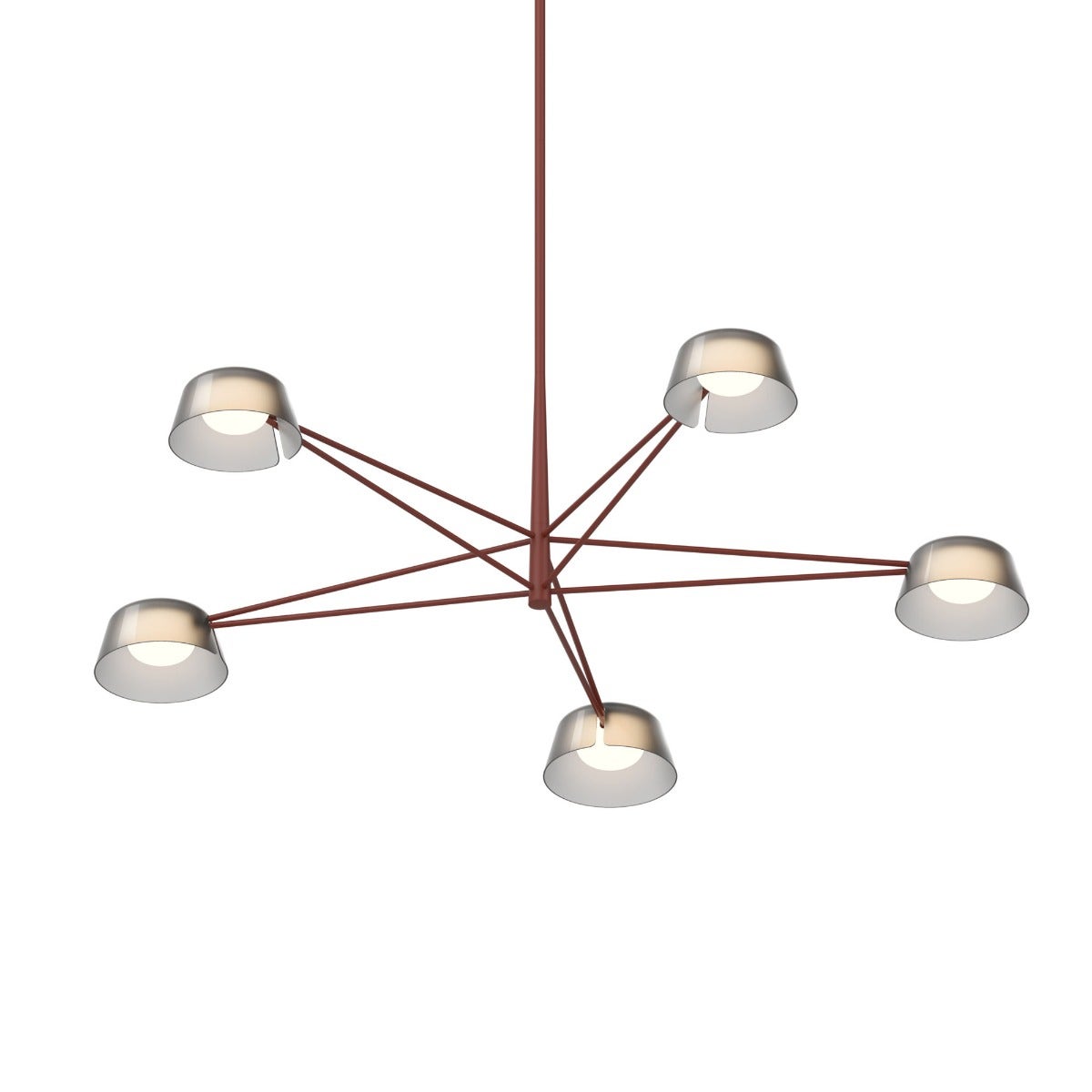 SONNEMAN Ray 5-Light Oxide Red Round Chandelier With Smoked Etched Acrylic Shade