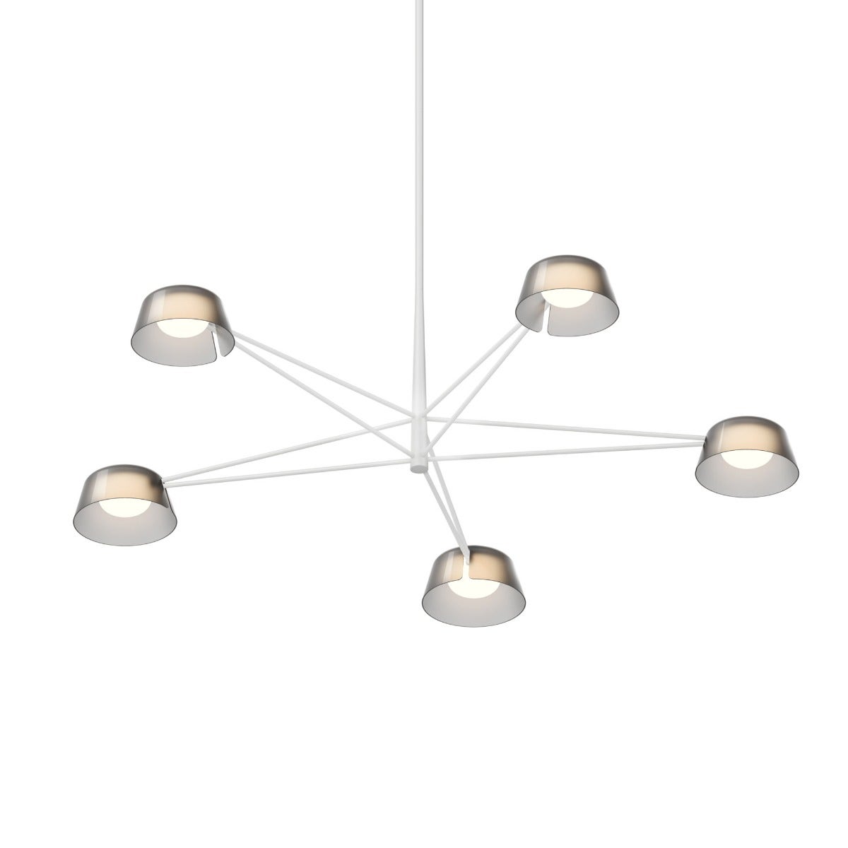 SONNEMAN Ray 5-Light Warm Gray Round Chandelier With Smoked Etched Acrylic Shade