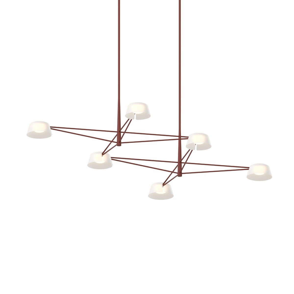 SONNEMAN Ray 6-Light Oxide Red Round Chandelier With Smoked Etched Acrylic Shade