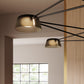 SONNEMAN Ray 6-Light Satin Black Round Chandelier With Smoked Etched Acrylic Shade