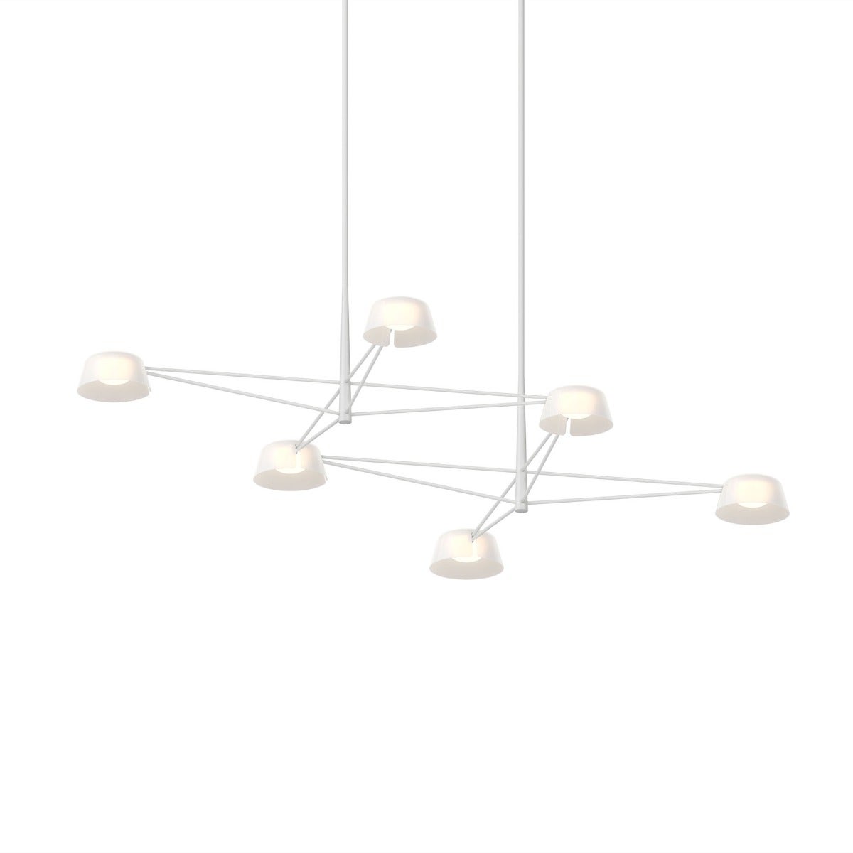 SONNEMAN Ray 6-Light Warm Gray Round Chandelier With Opal White Acrylic Shade