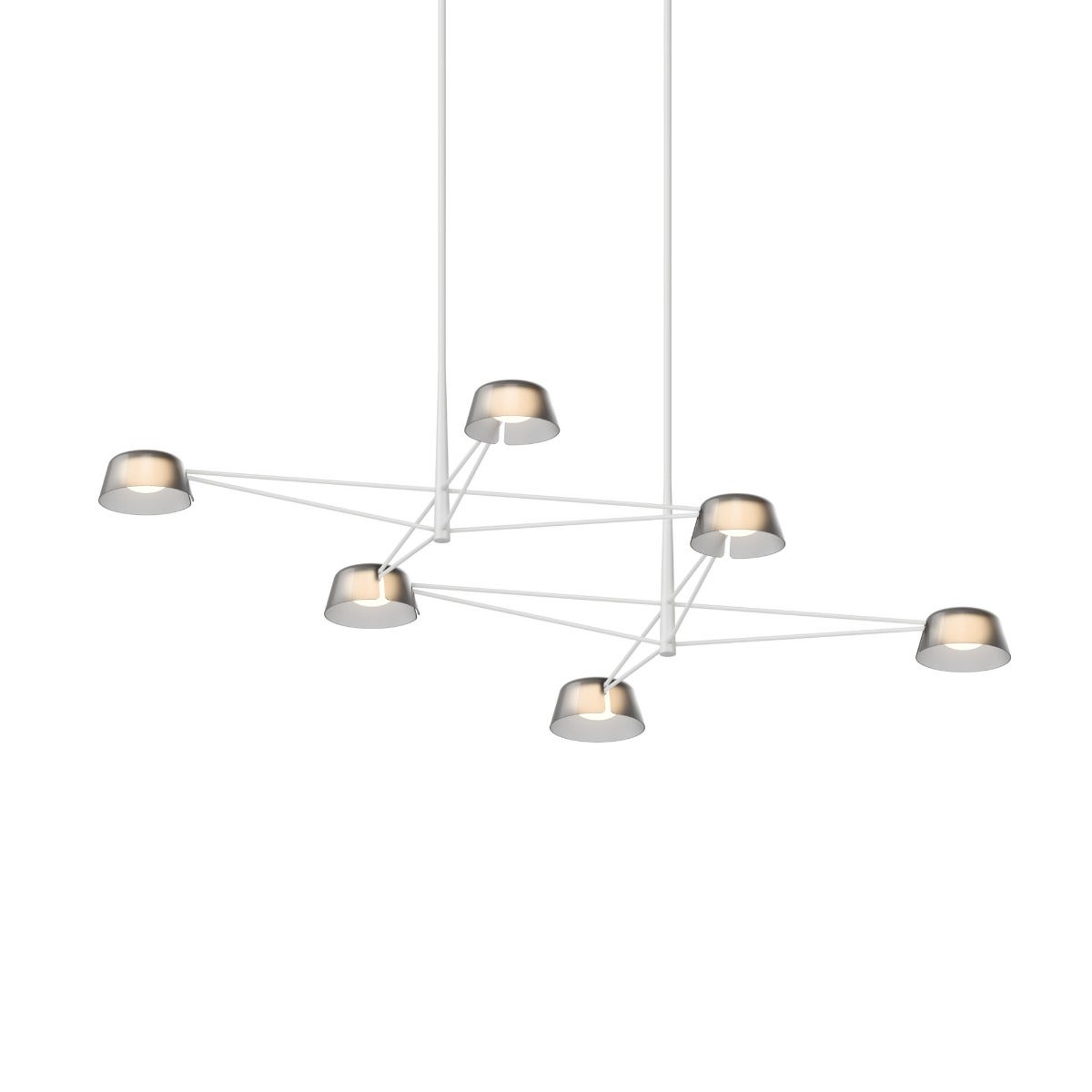 SONNEMAN Ray 6-Light Warm Gray Round Chandelier With Smoked Etched Acrylic Shade