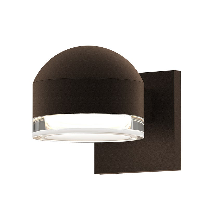 SONNEMAN Reals 1-Light LED Textured Bronze Dome Cap and Clear Cylinder Lens Clear Polycarbonate Shade Downlight Wall Sconce