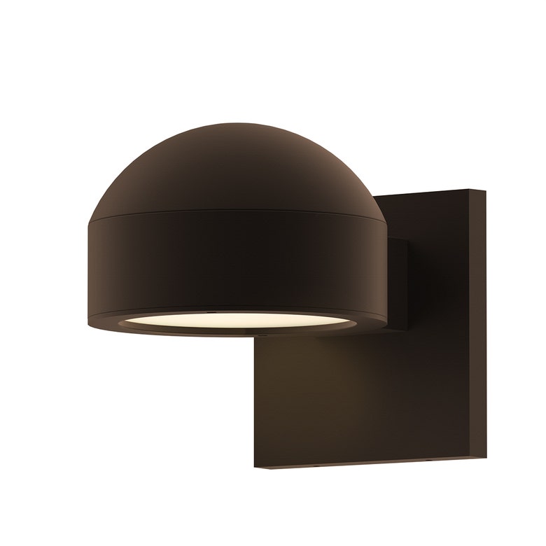 SONNEMAN Reals 1-Light LED Textured Bronze Dome Cap and Plat Lens Aluminum With White Polycarbonate Shade Downlight Wall Sconce