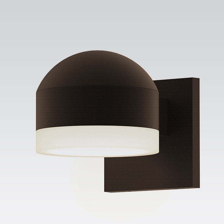 SONNEMAN Reals 1-Light LED Textured Bronze Dome Cap and White Cylinder Lens Clear Polycarbonate Shade Downlight Wall Sconce