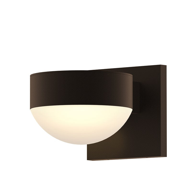 SONNEMAN Reals 1-Light LED Textured Bronze Plat Cap and Dome Lens Frosted White Polycarbonate Shade Downlight Wall Sconce
