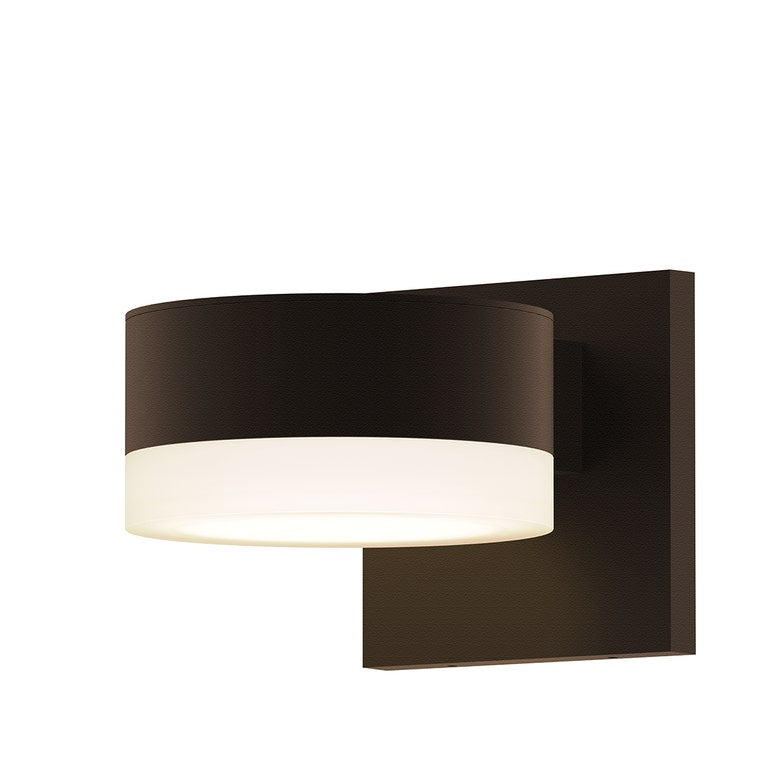SONNEMAN Reals 1-Light LED Textured Bronze Plate Cap and White Cylinder Lens Frosted White Polycarbonate Shade Downlight Wall Sconce